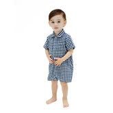 navy gingham romper