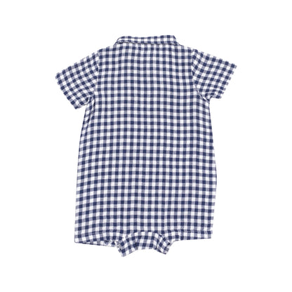 navy gingham romper