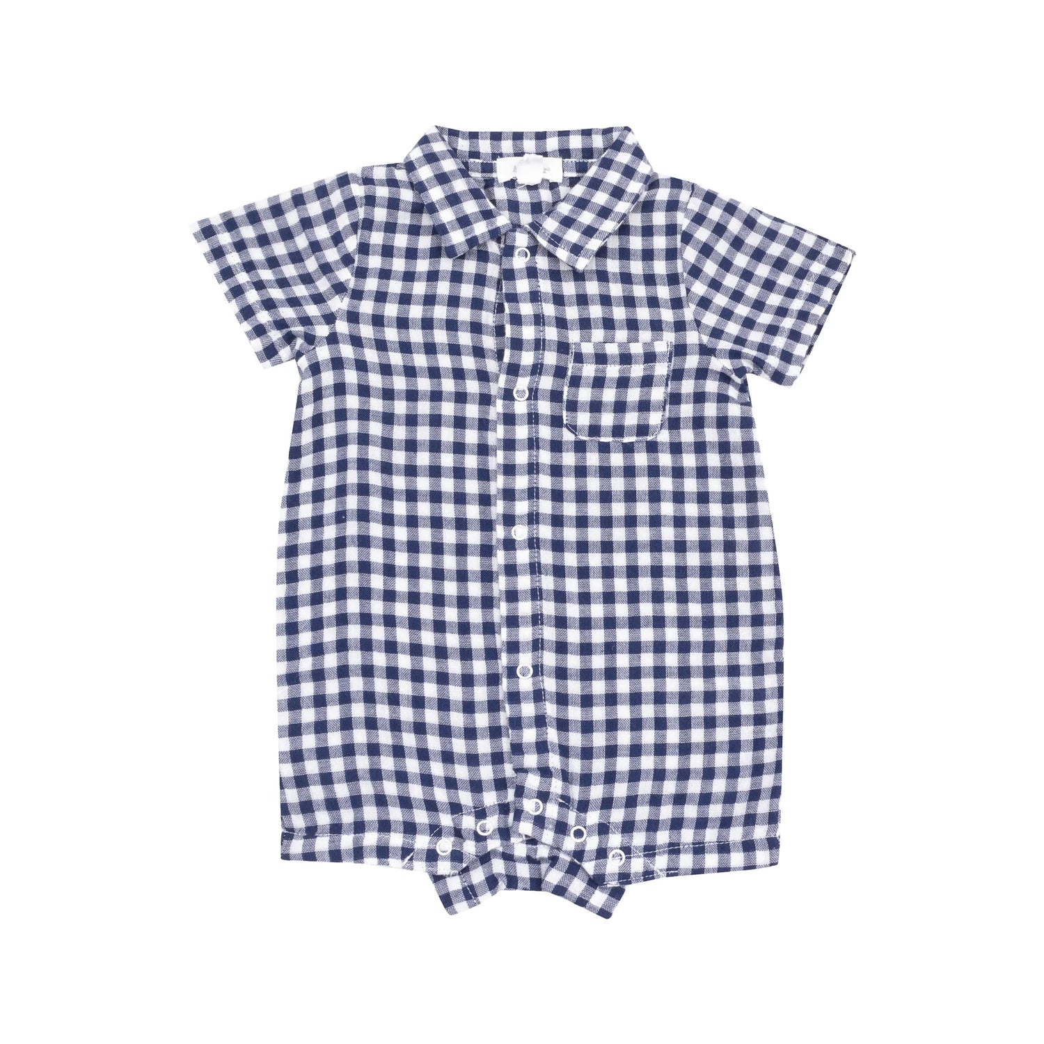 navy gingham romper