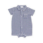 navy gingham romper