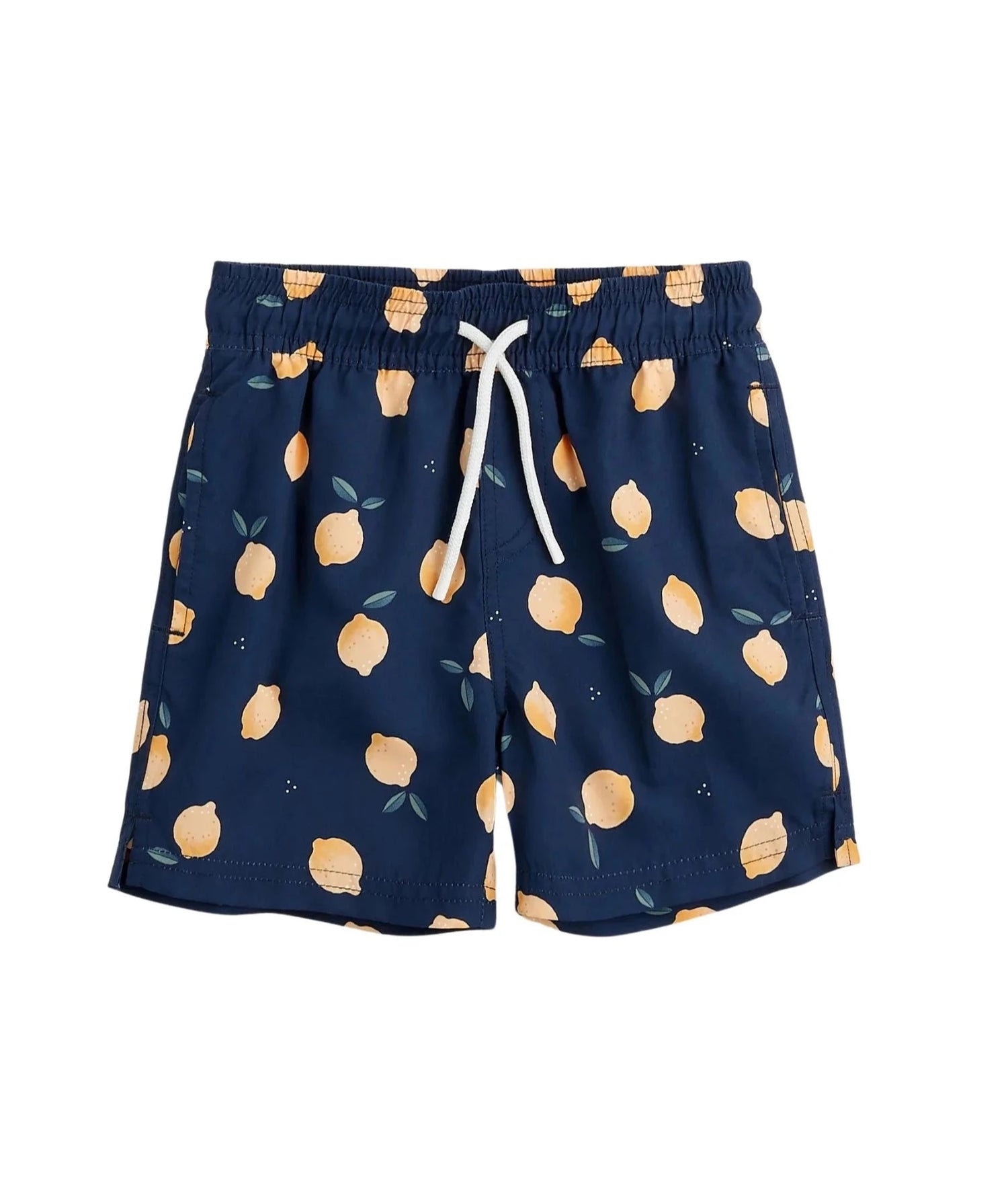 navy swim trunks with yellow lemons for kids