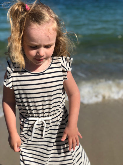 navy/white stripe dress