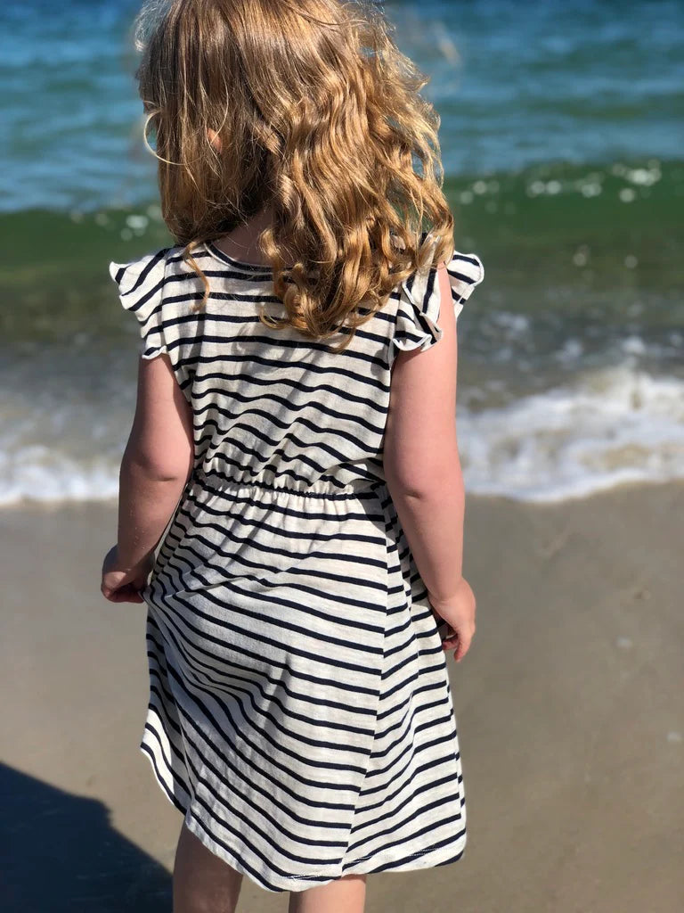 navy/white stripe dress