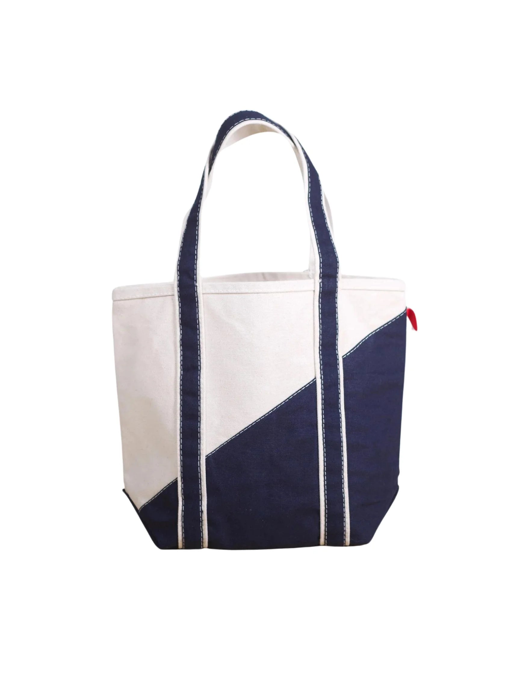 natural and navy boat tote mini