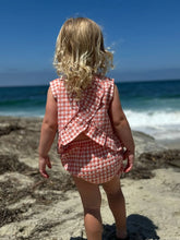 orange plaid baby outfit for summer