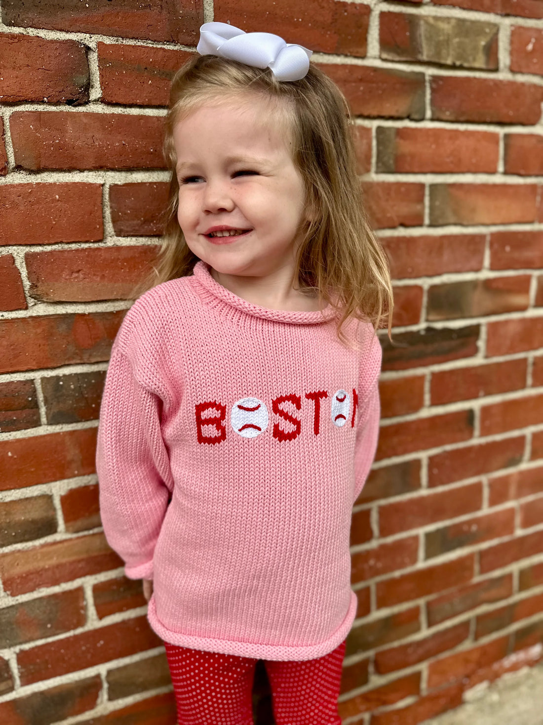 little girl wearing size 4 sweater