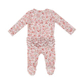 pink floral ruffle footie