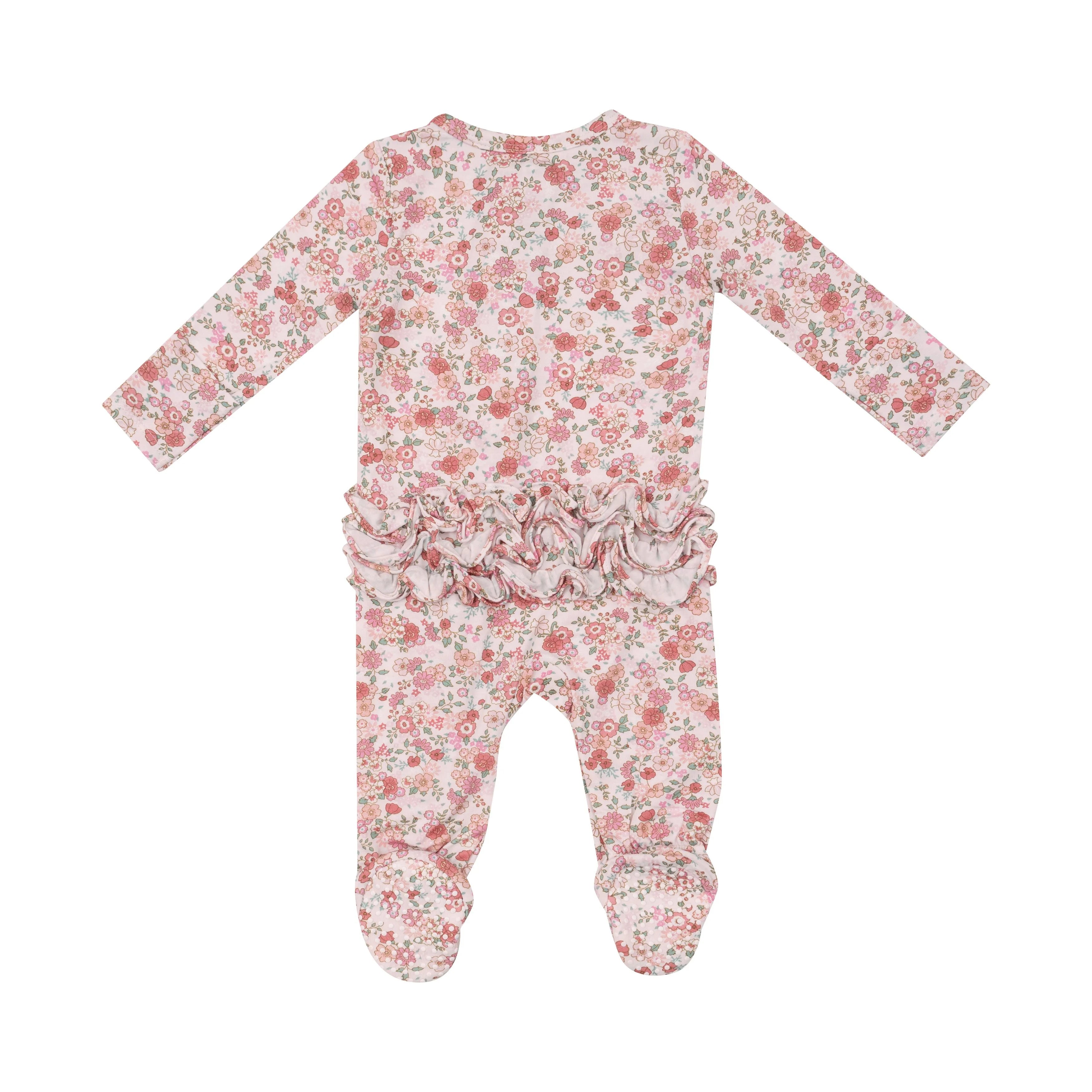 pink floral ruffle footie