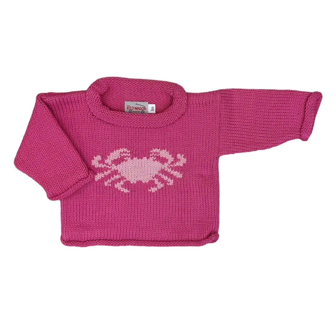 pink sweater with light pink crab