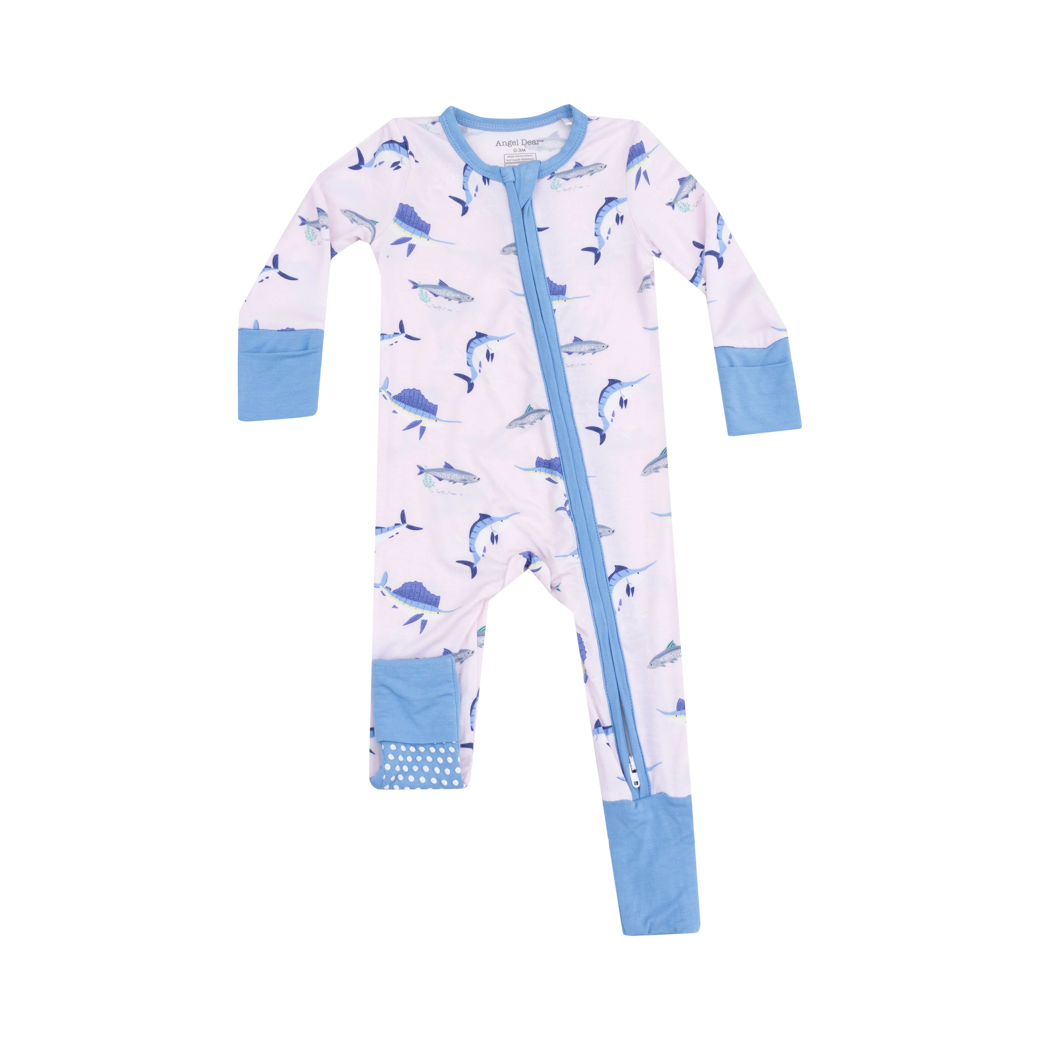 pink romper with fishing print