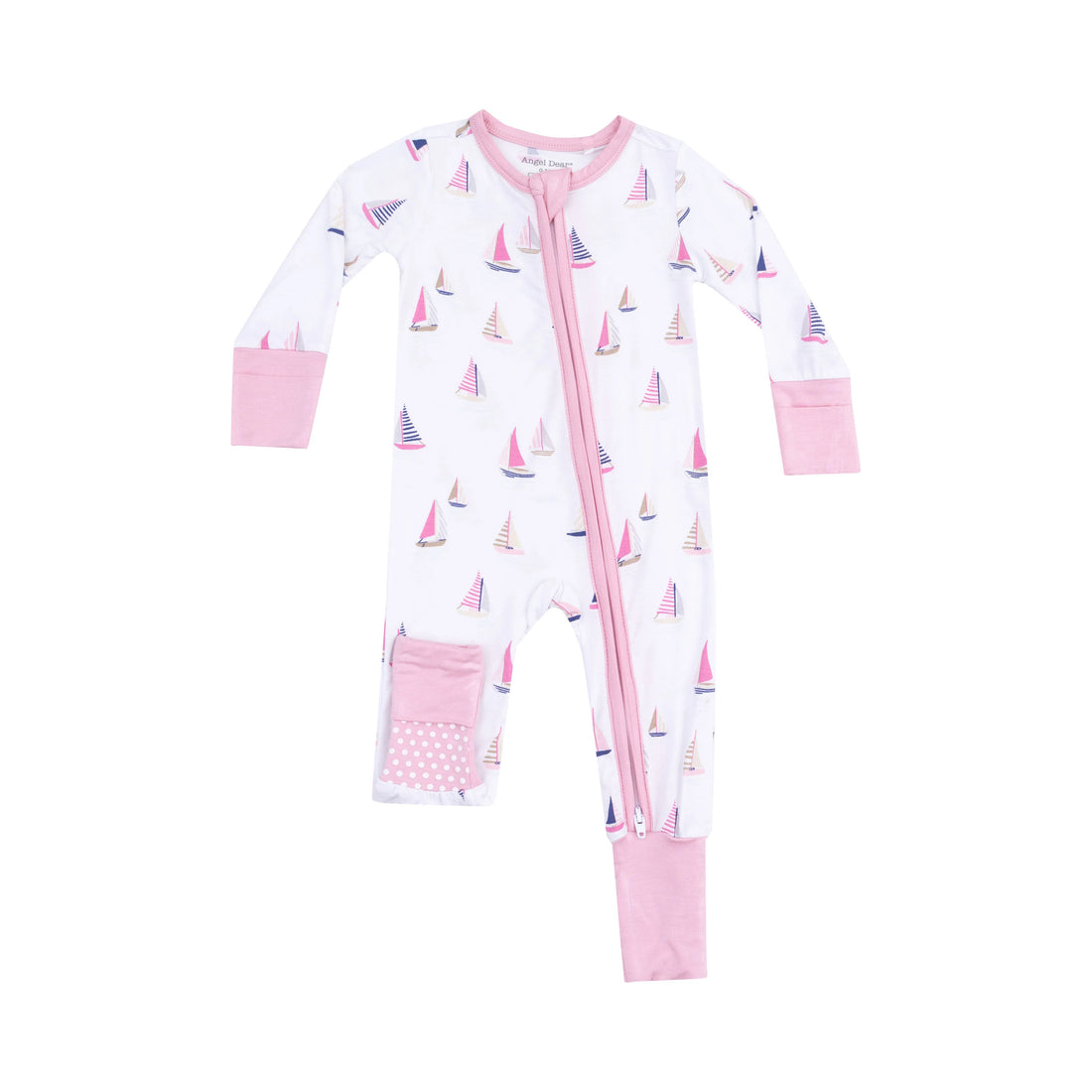 White/Pink Sailboats 2 Way Zipper Romper