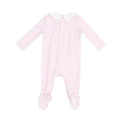 pink smocked baby girl footie