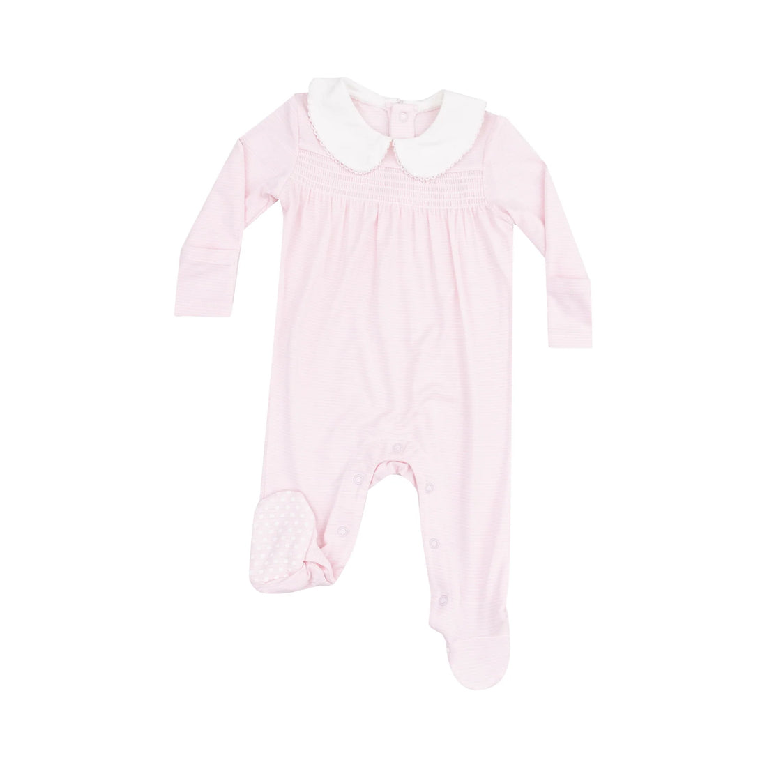 pink smocked baby girl footie