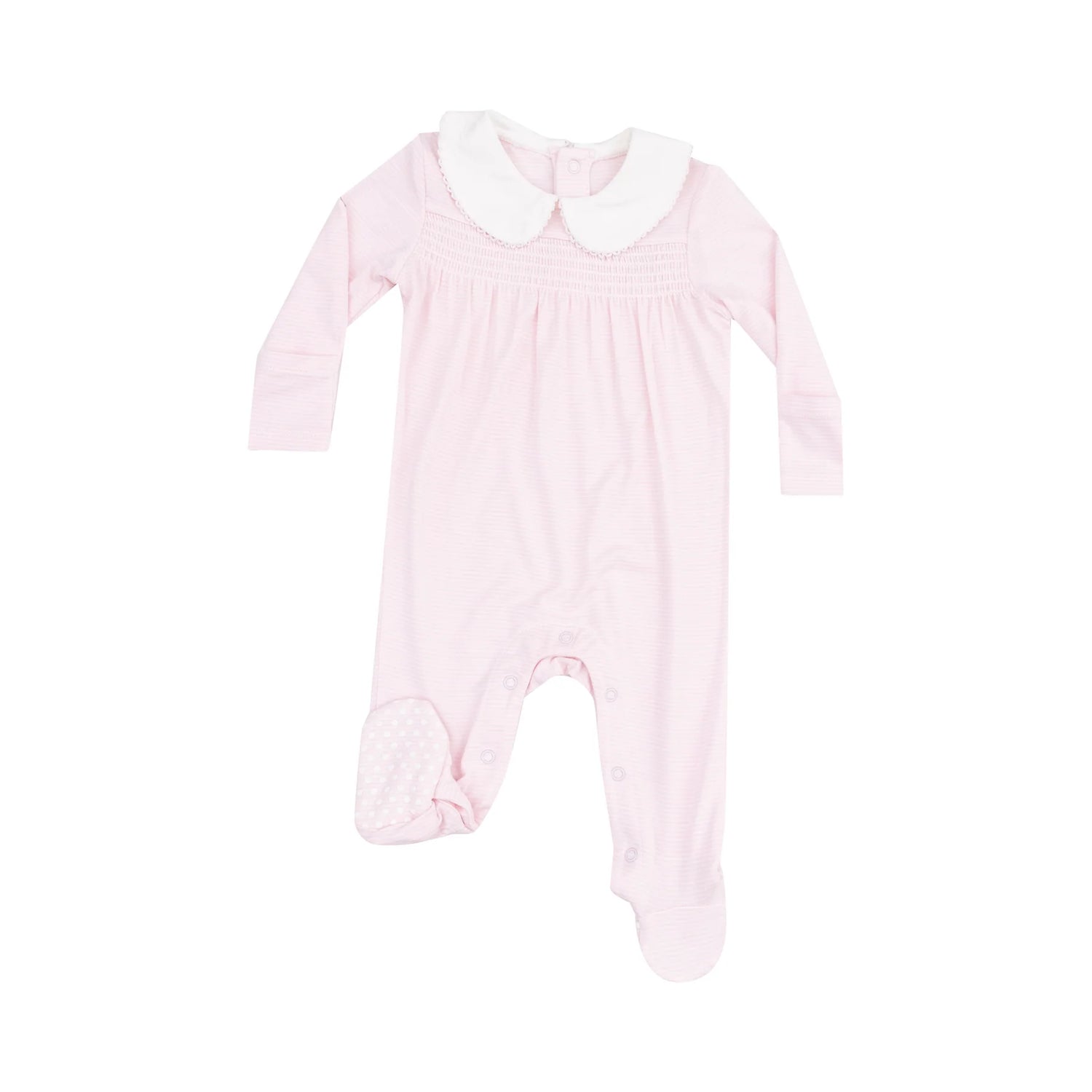 pink smocked baby girl footie