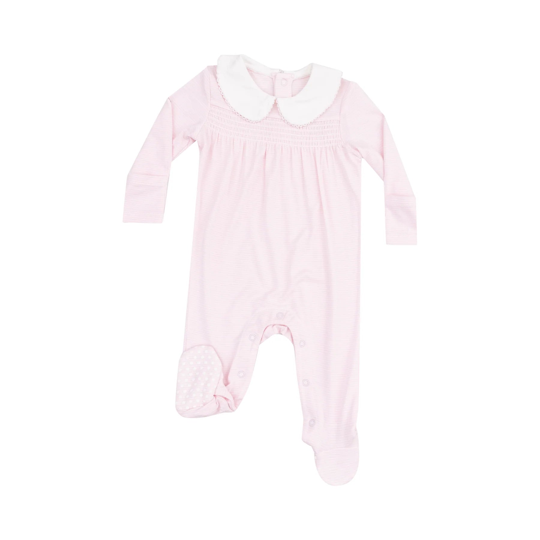 pink smocked baby girl footie