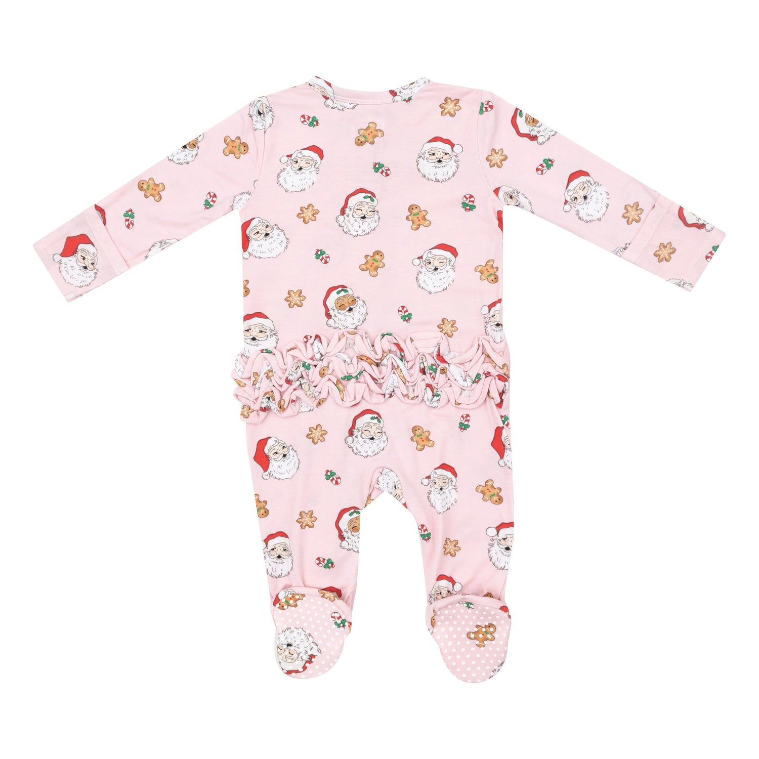 pink footie with santa and gingerbread men