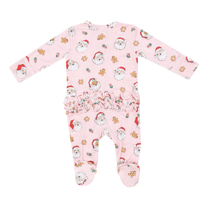 pink footie with santa and gingerbread men