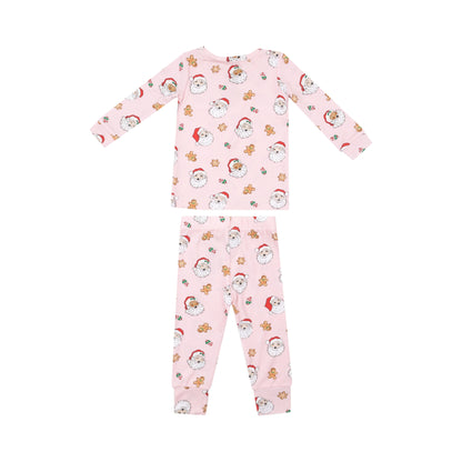 pink santa christmas kids pajamas