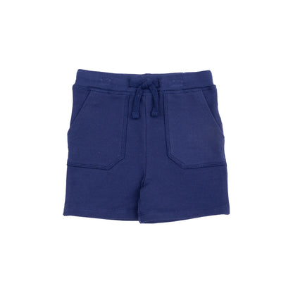 navy stripe polo and navy shorts kids set