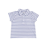 navy stripe polo and navy shorts kids set