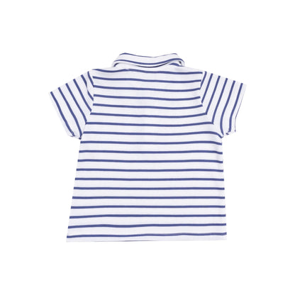 navy stripe polo and navy shorts kids set