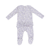 baby girl purple floral ruffle footie