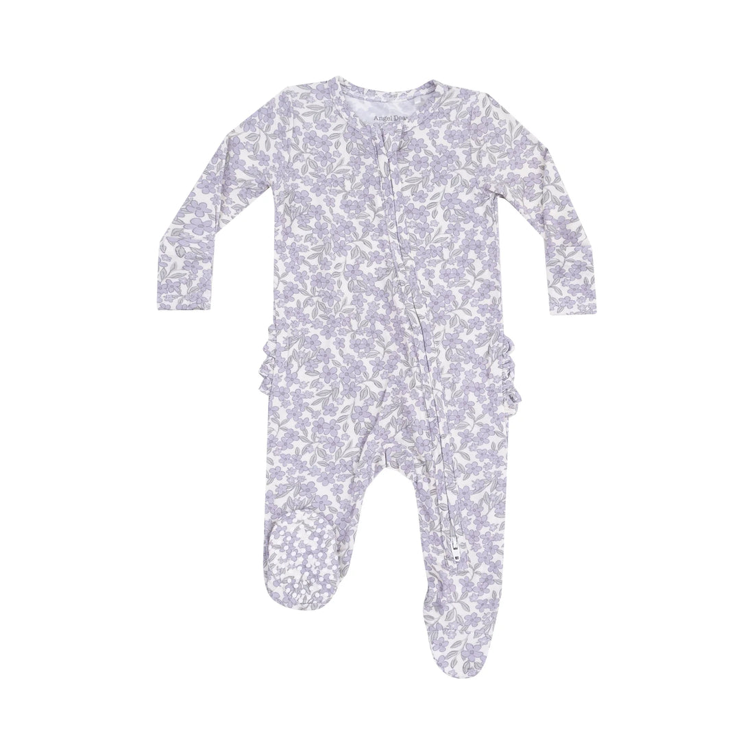 baby girl purple floral ruffle footie
