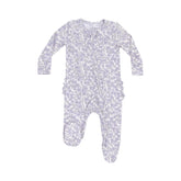baby girl purple floral ruffle footie
