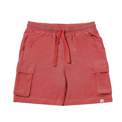 Red Pique Cargo Shorts