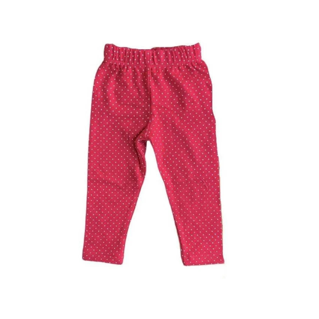 red leggings with white pin dots all over