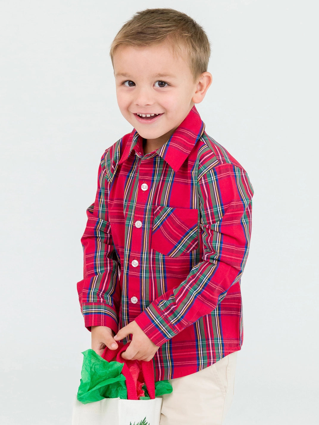 red plaid holiday shirt