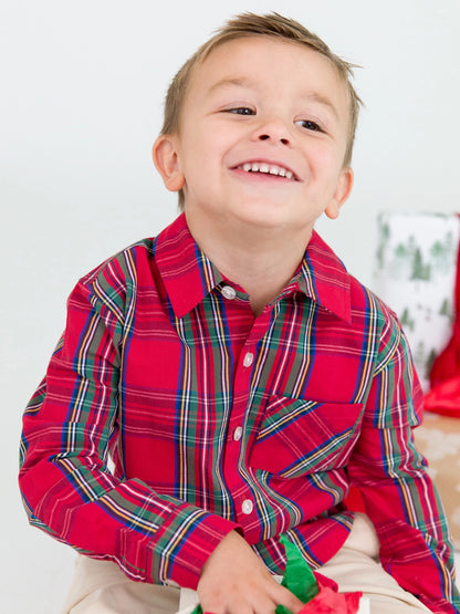 red plaid holiday shirt