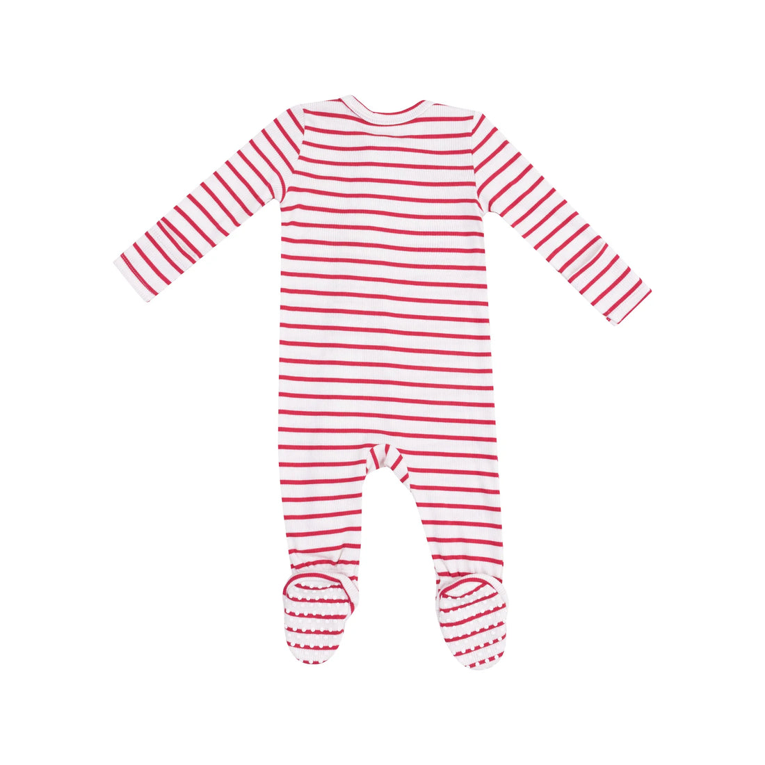 red stripe baby footie