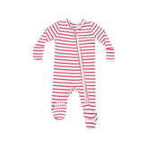 red stripe baby footie