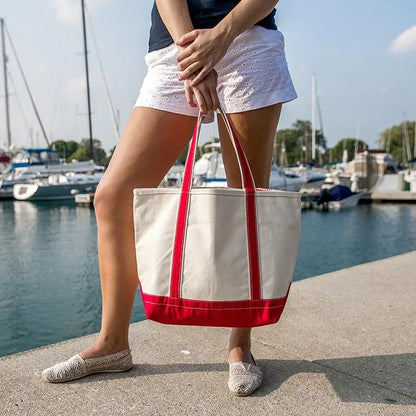 women holding the bag on a dock