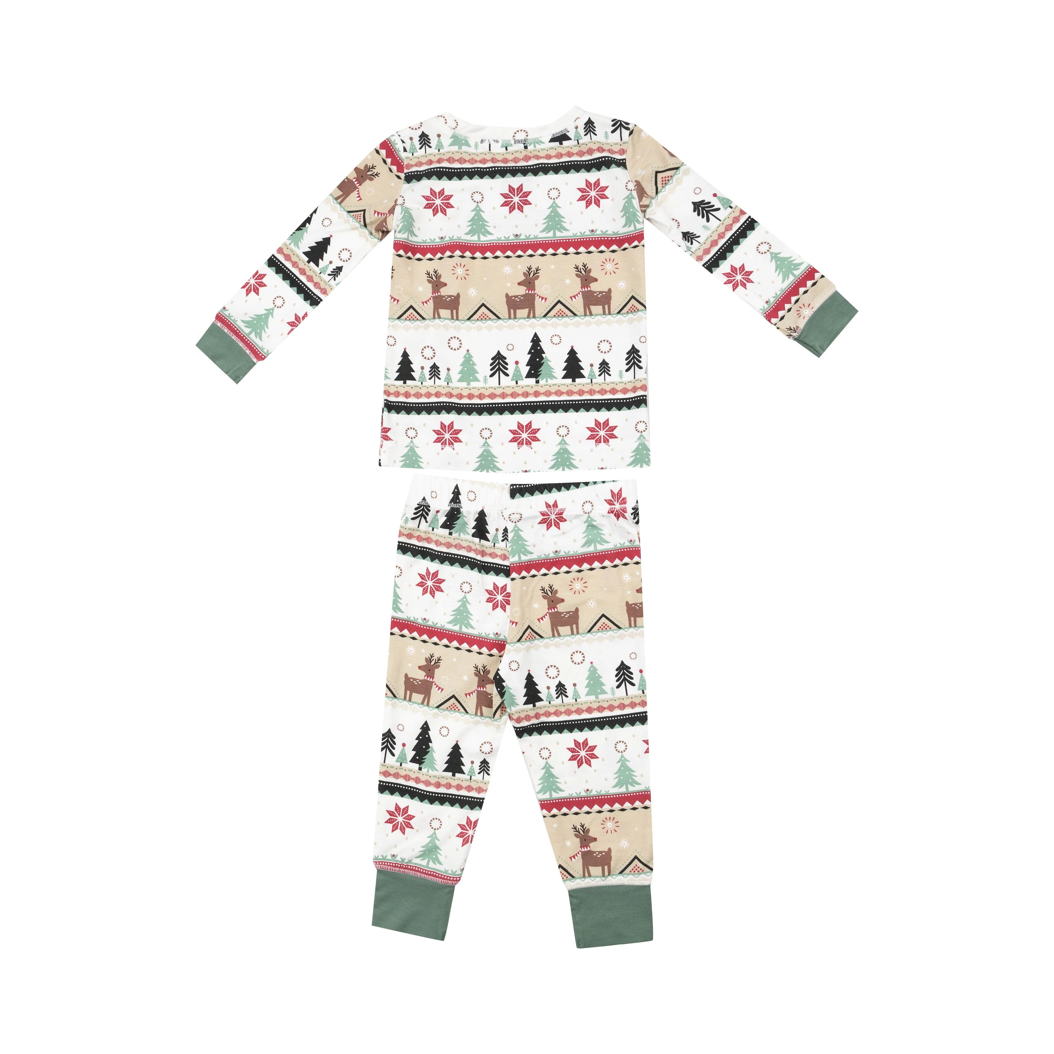 reindeer fair isle kids christmas pajamas