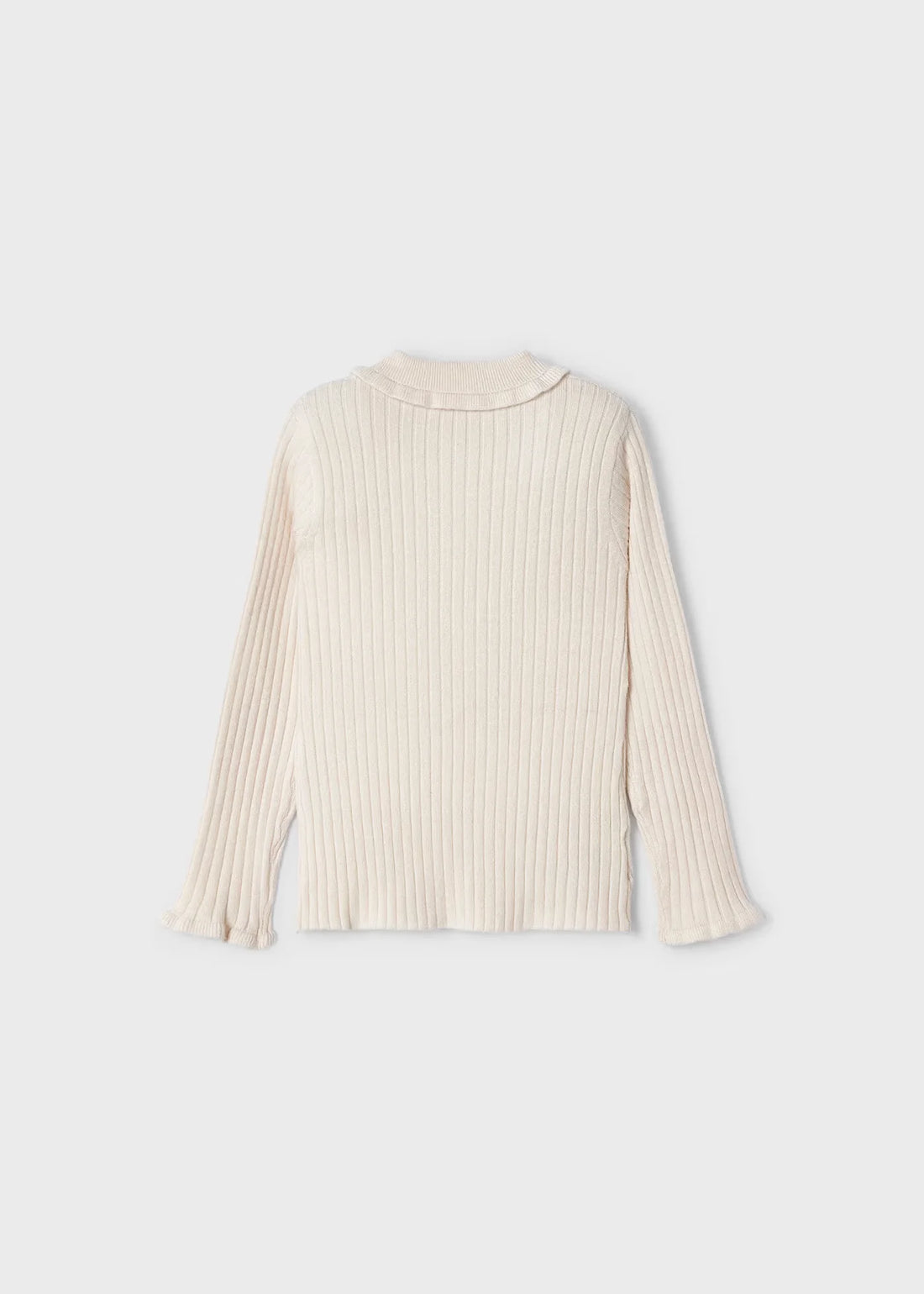 ivory ribbed knit ruffle long sleeve