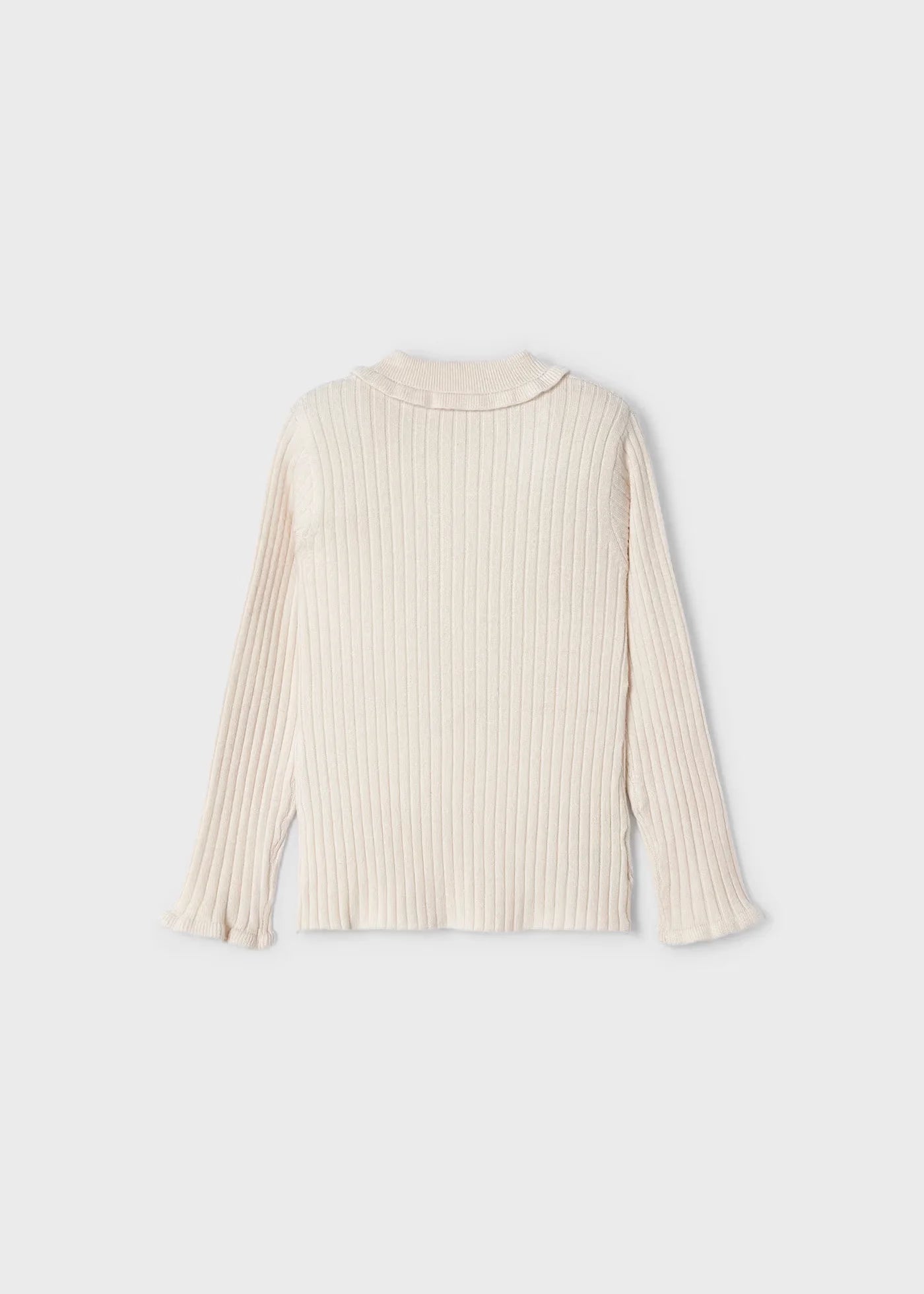 ivory ribbed knit ruffle long sleeve