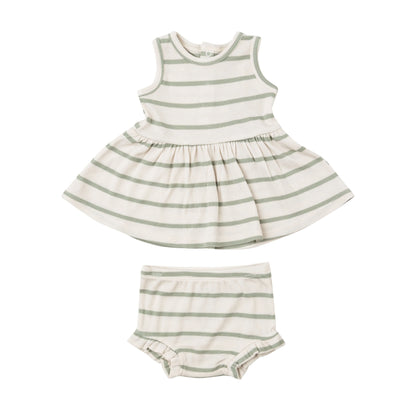 sage green striped tank and bloomer