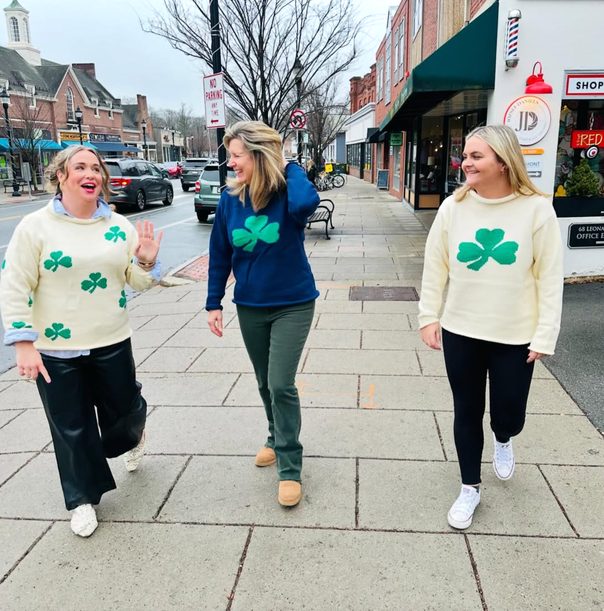 Ladies Ivory Shamrock Sweater