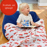 red trucks baby swaddle blanket