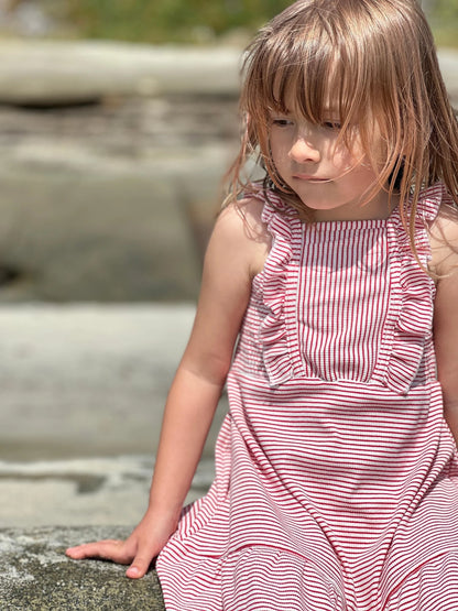 white and red striped dress