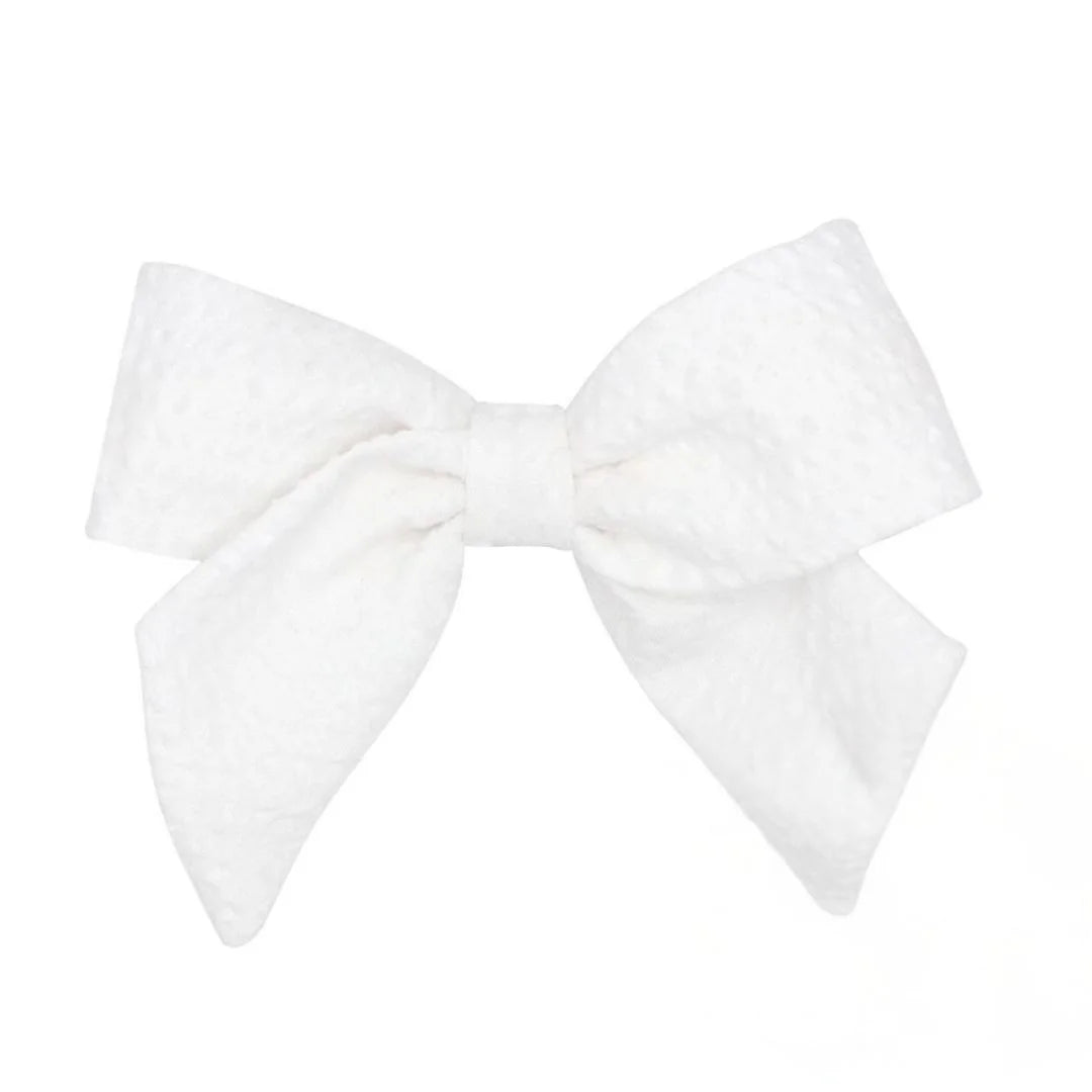 white seersucker kids hair bow