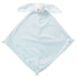 light blue diamond shaped blanket with bunny head with long ears at top