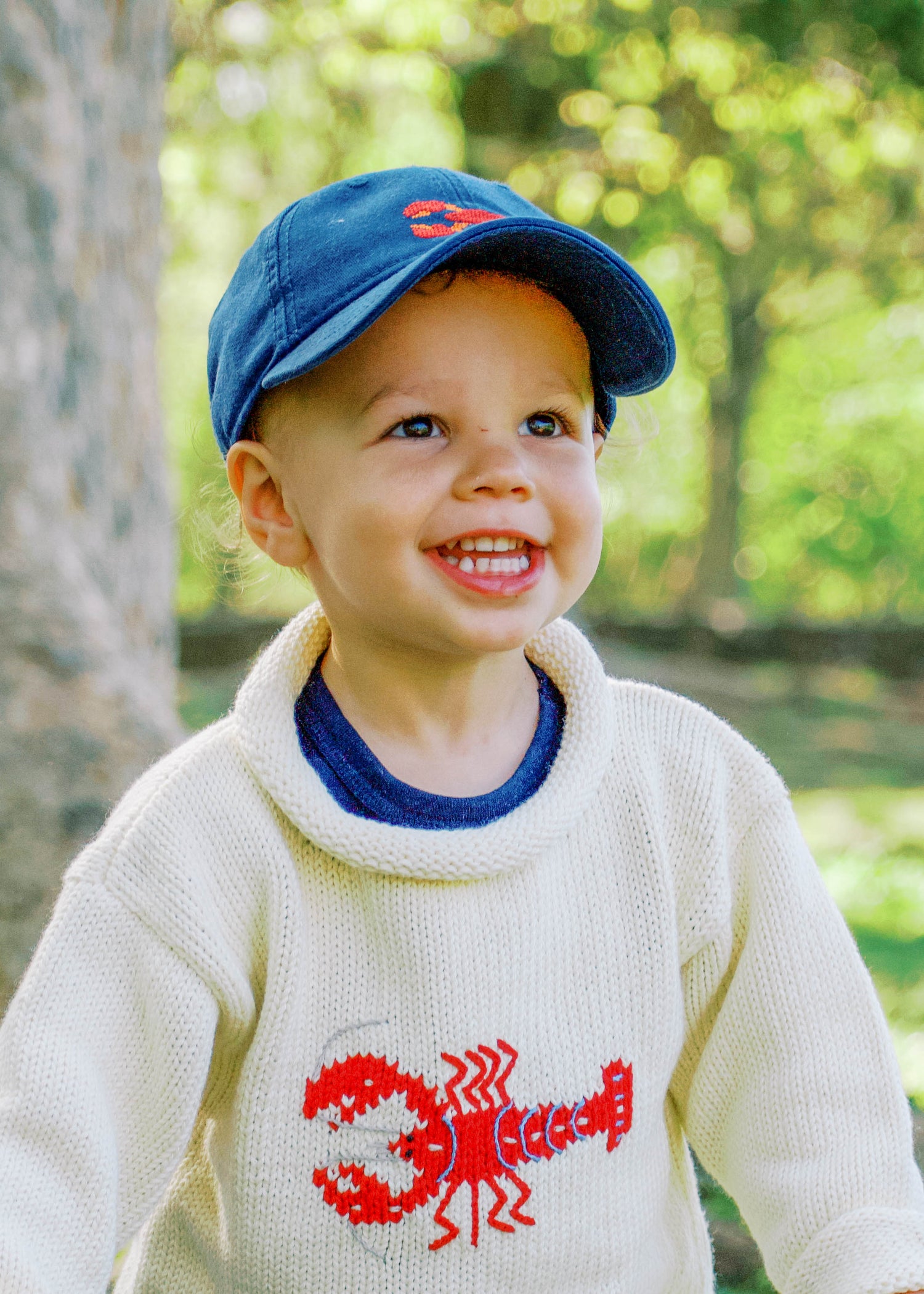 Marineblaue, rote Hummer-Baseballmütze für Kinder 