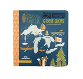 front of book blue showing great lakes and boat/forest imagery