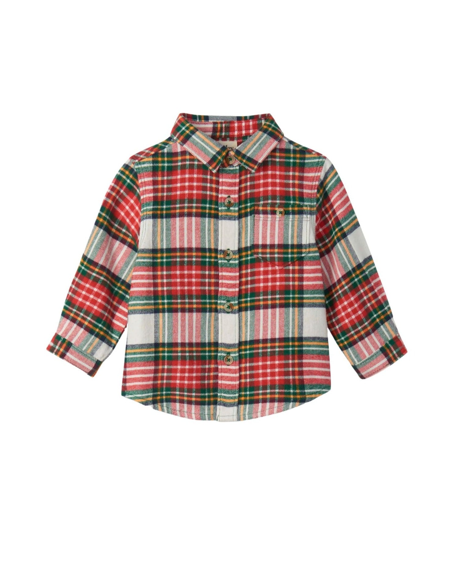 festive plaid holiday button down - baby version - Hatley boys shirt