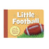 yellow book with "Little Football" written on front with green grasses and football on front