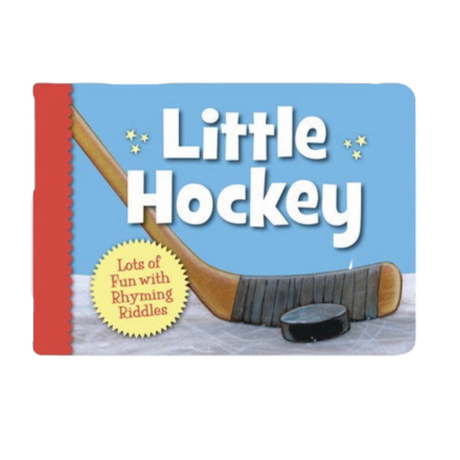 blue cover with &quot;Little Hockey&quot; written on front with hockey stick and puck