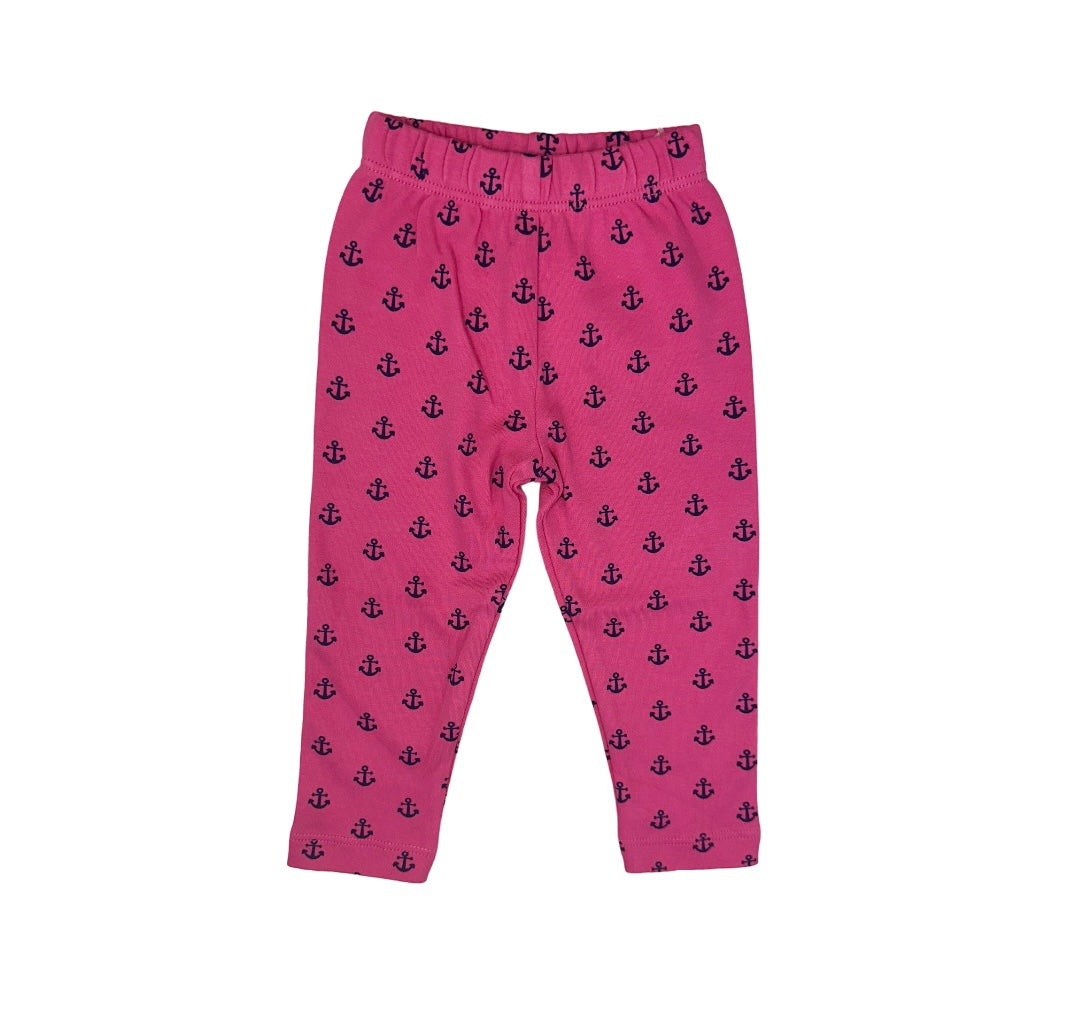 hot pink leggings with navy anchors